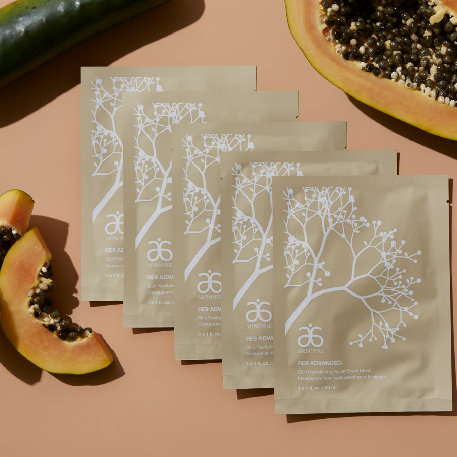 Arbonne RE9 sheet mask campaign